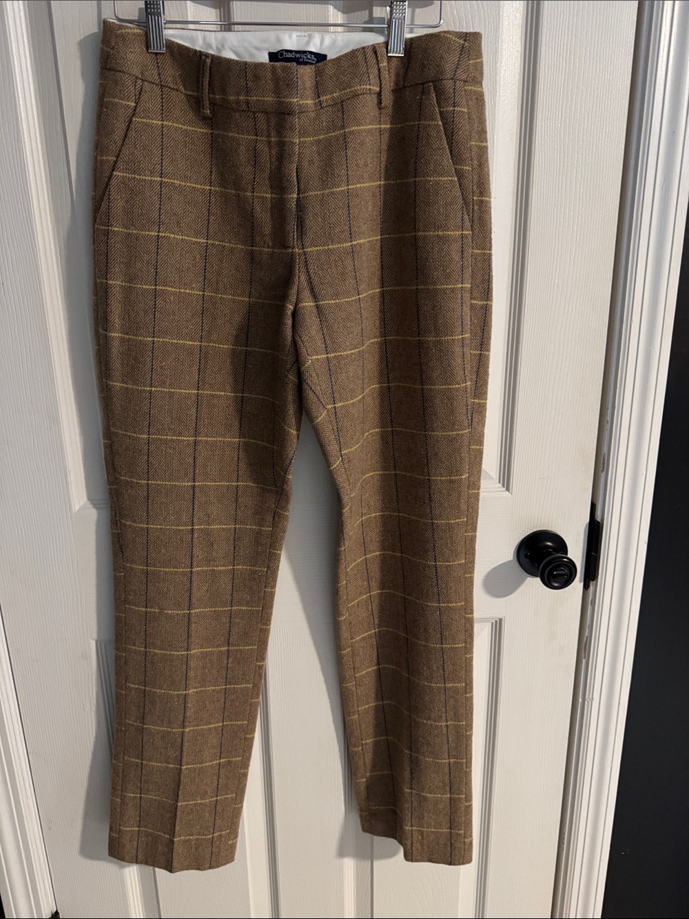 Chadwick Brown Windowpane Wool-Blend Lined Women’s Pants